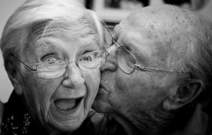 kissing older couple